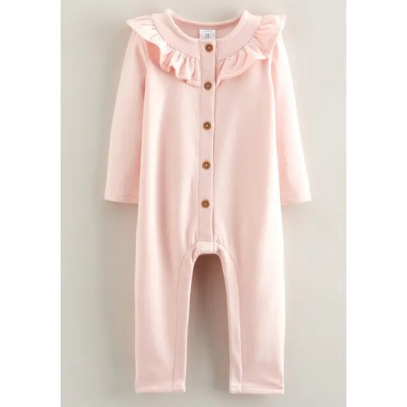 NORDSTROM Cozy Ruffle Romper in Pink Misty Size 6 Months - Picture 1 of 4